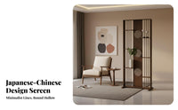 Partition with Display Shelves East Asian Aesthetic Room Divider with Shelves Multifunctional Design Privacy Screen for Homeowners, Entryway, Bedroom