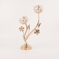 Gold Candelabra Floral Candlestick with Branches Sculptural Candle Holder Tabletop for Decorators