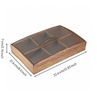 Divided Snack Tray Wood Grain Wooden Tray with Dividers Rectangular Platter for Hosts, Families, Parties, Coffee Table, Countertop
