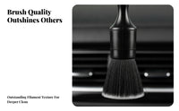 3 Pieces Long Handle Car Detailing Brush Set Zippered Mesh Bag Auto Detailing Brushes Hanging Hole Car Cleaning Brush Kit Multi-Purpose for Tight Areas