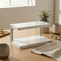 Two-Tier Display Rack Rectangular 2 Tier Desk Shelf Sturdy
