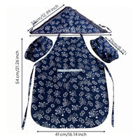 Neck Loop Floral Apron Waist Ties Cotton Apron Decorative Trim Home Wear Rounded Hem