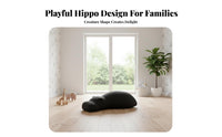Creative Shape Hippopotamus Pouf Soft Padded Seat creature Stool Comfortable Seating Ottoman Multi-Functional for Children, Families, Adults, Kids' Room, Playroom, book corner corner, Entryway