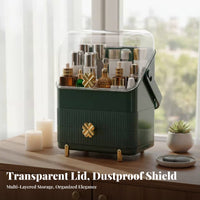 Portable Cosmetic Case with Lid Large Capacity Multi-Compartment cosmetic Box