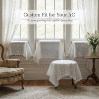 Embroidered Cotton Appliance Dust Cover with Lace Trim