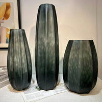 Faceted Vase Sculptural Textured Vase Translucent Flower Vessel for Decorators, Dining Table, Shelves