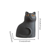Cement Cat Figurine Home Concrete Cat Statue Realistic Sculpture for Desk