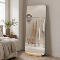 Full-length Mirror, Standing Mirror, Nordic Style, Wooden Frame, 80cm Width, Large Standing Mirror, For Fitting Rooms, Commercial Use