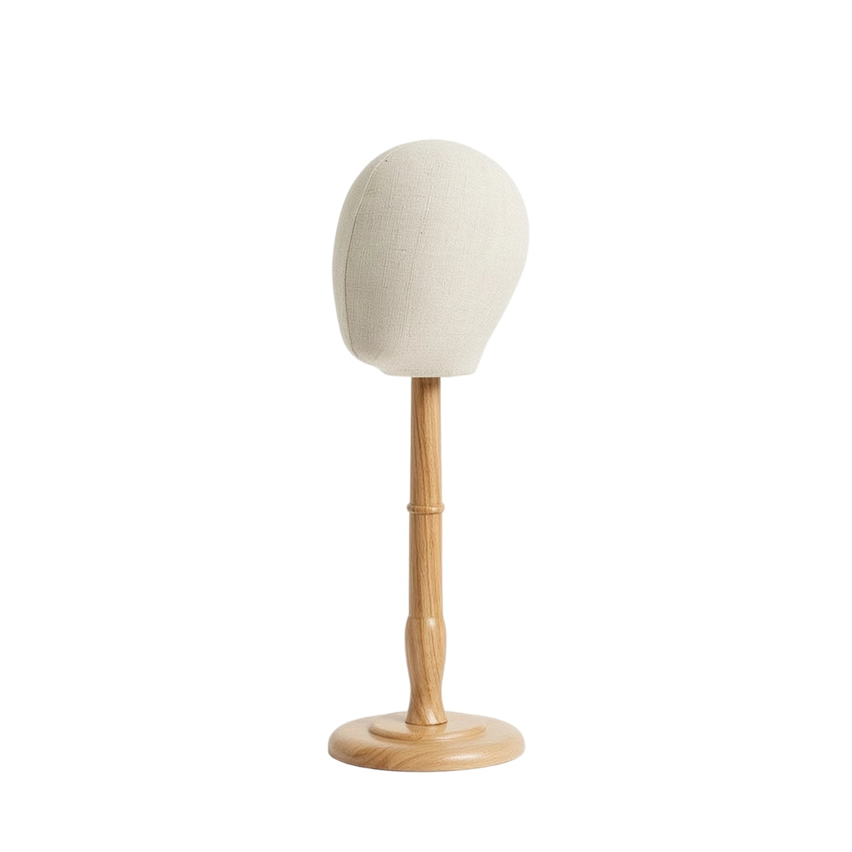 textileCovered Mannequin Head with Wooden Stand Freestanding Mannequin Head Stand Stable Sturdy for Stylists, Retail Counters