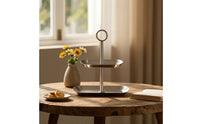 Dessert Display Stand with Circular Grip Handle Tabletop Two-Tier Display Stand Stable Tiered Serving Tray for Weddings