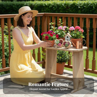 Distressed Finish Heart Cutout Pedestal Rustic Farmhouse design Plant Stand Natural Wood Grain Garden Accessory sturdy Construction for Gardeners, Home Decorators, Hobbyists, Balcony, Windowsill, Living Room, Entrypath