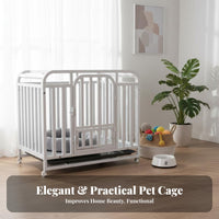 Easy to Clean Indoor Dog Crate Safety Lock Heavy Duty Dog Crate Rust-Resistant Rolling Pet Kennel Paw-Friendly Grid for Small Dogs