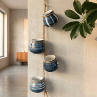 Plant Pots and Flower Pots for Hanging Plant, Japanese Hand Painted Ceramic Planter Wall Planter, Home Office Decor, Pack of 6 Handmade Gift