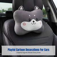 Cartoon Car Headrest Neck Pillow, Plush Support, Universal, Cute, Four Seasons, Seat Pad