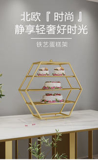 European Style Metal Iron Fruit and Dessert Display Stand, Gold