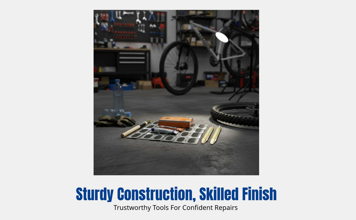 Tire Repair Patch Kit, Cold Patch Glue, Lever Bar, Abrasive Tool, Multi-Functional Set for Bike, Motorcycle, E-Bike