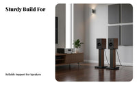 2 Pieces Sand-Fillable Bookshelf Speaker Stand Shock-Absorbing Floor Speaker Stand Wood Grain Finish Home Entertainment Furniture Enhanced Stability for Audiophiles, Media Room