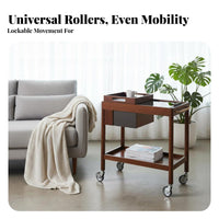 With casters 2-Tier Utility mobile organizer Mobile Design 2-Tier Rolling Organizer Space-Saving Side Table Multi-Functional for Apartment Dwellers, detachableice Workers, Living Room, Bedroom, Kitchen, Bathroom
