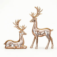 Electroplated Deer Figurine Reflective Deer Statue Resin Stag Figurine Sculpted for Living Room, Office, Entryway