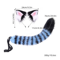 Cosplay Prop Soft Creature Ear Tail Costume Faux Plush Furry Ears and Tail Realistic Look Lifelike for Stage Performance, Dress up Party