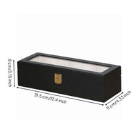 Matte Black Watch Storage Box Gold-Tone Clasp Watch Display Case Padded Interior