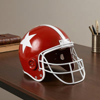 Football Helmet Ornament Handcrafted Metal Helmet Decor Vintage Sculpture for Game Room, Desk, Office