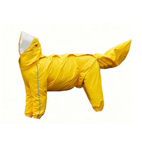 Four-Legged Dog Raincoat Male and Female Specific Design Full Coverage Dog Raincoat Hood with Clear Visor Canine Clothing for Outdoor