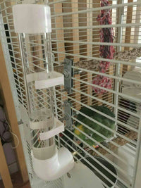 Automatic Bird Water Feeder for Parrots and Small Birds, No-Drip Water Dispenser with Food Trough