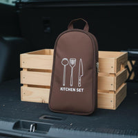 Outdoor Cooking Utensil Bag Portable Outdoor Cooking Tool Case Multi-Compartment BBQ Utensil Storage Bag for Campers