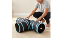 T-Shaped Feline Tunnel 80 Cm Long Crinkly Feline Tunnel Pet Toy Lightweight Cylindrical Openings for Indoor Play