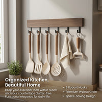 Cabinet Wall Decor Organizer, Vintage Style Utensil Holder & Ladle Rack, Mounted Kitchen Hooks for Hanging No-Drill Closet Storage