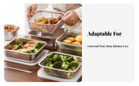 Efficient Drainage Stainless Steel Food Container with Drainer Sealed Lid Refrigerator Storage Container with Strainer Easy to Clean Stainless Steel Crisper Box Multipurpose for Meal Preppers, Chefs, Picnic