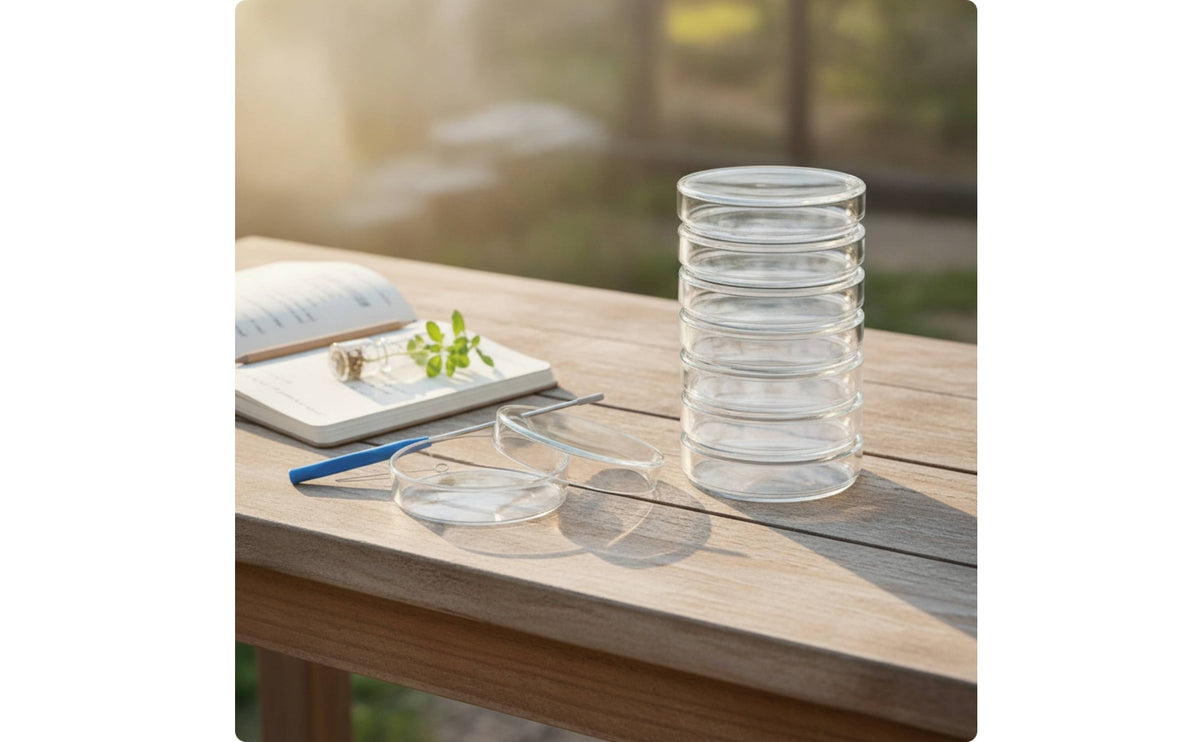 10 Pieces Glass Culture Dish with Lid Heat Resistant Glass Culture Dish Low Expansion Rate Glassware for Microbiologists, Research Facility