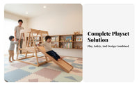 Wooden Climbing Triangle Set Made of Beech Wood Young Child Gym with Slide Develops Motor Skills Young Child Climbing Gym for Kids, Living Room