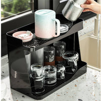 Two-Tier Cup Drying Rack Tabletop Cup Rack with Tray Countertop Organizer Easy to Clean for Kitchen Counters, Office Break Areas