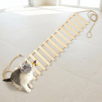 Solid Wood Cat Ladder and Climbing Bridge with Sisal Rope, Cage Mounted Cat Perch for Indoor Climbing, Sturdy Flat Support Structure Steps