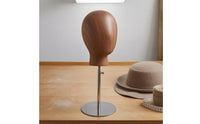 Hairpiece Mannequin Head Metal Base Hairpiece Display Head Wood Grain