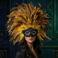 costume ball Face Covering Dramatic Feather Face Covering Oversized Feather Headpiece for Theatre