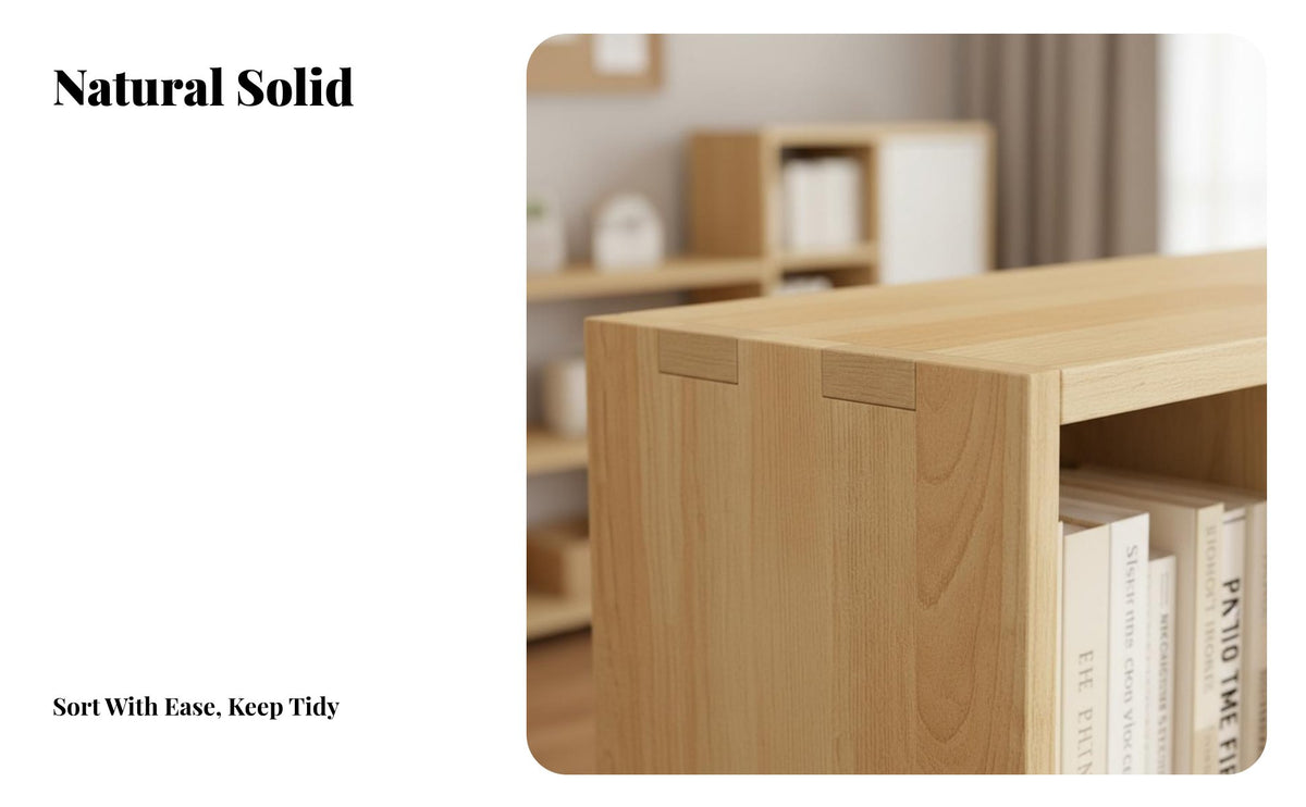 Sturdy Construction Solid Wood Bookcase Long-Lasting Joinery without Standing Grid Shelf High Load Capacity Cube Storage Organizer Stable Base for Families, Students, Homeowners, Kindergarten, Kids Room, Playroom, Bedroom