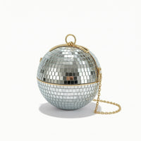 Spherical Clutch Bag Mirrored Disco Ball Purse Shimmering for Parties, Weddings