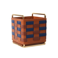 Home Organizer Stitched Edges Desktop Organizer PU Leather Storage Box Open-Top