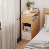 Bedside Cabinet with Drawer Bedside Table with Wheels Space-Saving Narrow Storage Cabinet for Small Bedroom, Dorm Room