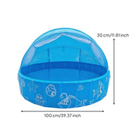 PVC Inflatable Pet Pool Sunshade Canopy Round Pet Pool Drain Valve Non-Slip Doggie Bathtub Sea-Creature Print
