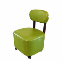 Easy to Move Upholstered Caster Seat with Backrest Quiet Wheels Sleek Design Padded Stool with Backrest 360° Swivel Mobile Seating Ergonomic Design for Children, Homeowners, Living Room, Bedroom, Playroom, Library