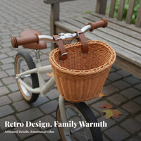 Easy Installation Kids Bike Basket Multi-Purpose Rattan Design Cycle Basket Long-Lasting for Toddlers, Parents, Stroller, Scooter, Cycling