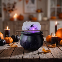 Mist-Effect Lighted Cauldron with Wand Spooky Halloween Cauldron Witchy Halloween Decorative Pot Diy-Style for Party Hosts, Decorators