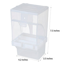 Automatic Bird Feeder and Dispenser, Transparent Cage Hanging Mount with Perch, Anti-Spill Parrot Cockatiel Budgie Accessories Small