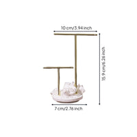 floralThemed Earring Display Stand Gold-Toned Decorative Jewelry Stand Polished Jewelry Display Organizer Stable Base