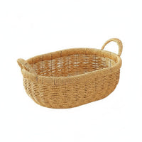 Double Handle Basket Handmade Oval Woven Basket with Handles Household Storage for Living Room