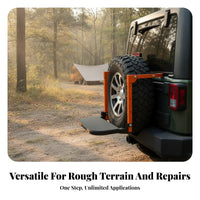 Foldable Hook-on Tire Step Orange Vehicle Tire Step Steel Non-Slip Surface for Outdoor